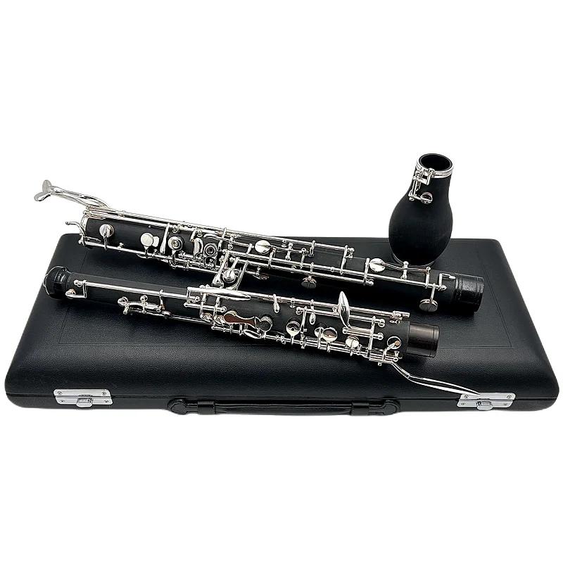 Inglês chifre de madeira ébano f chave alto oboé madeira maciça, ouro-banhado chaves woodwind pano de pelúcia veludo forrado com luvas de junco - Image 1