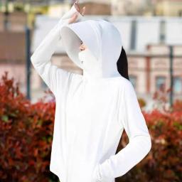 Hoodie de proteção solar de manga comprida, jaqueta com chapéu, camisas UV, camisa SPF, bolsos para caminhadas, UPF 50, proteção solar - Image 4