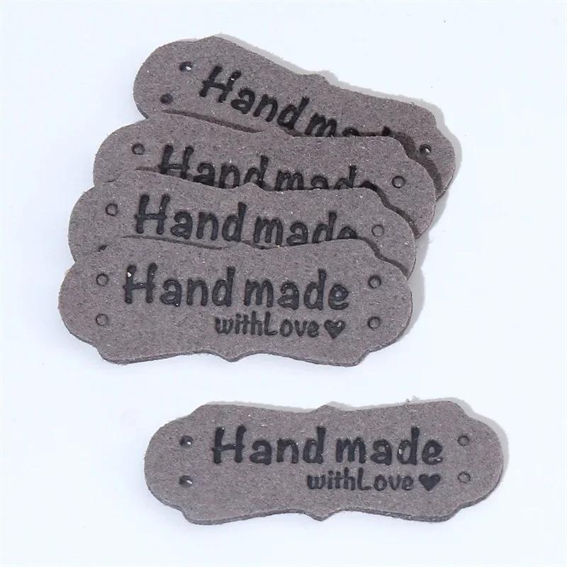 PU Couro Handmade Etiquetas Etiquetas para DIY Chapéus Sacos, Feito À Mão com Amor, Roupas De Costura Tags, Acessórios Do Vestuário, 10Pcs - Image 1
