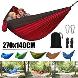 Rede portátil de acampamento ao ar livre para uma única pessoa com rede de nylon combinando com tecido de pára-quedas de alta resistência cama suspensa - Image 1