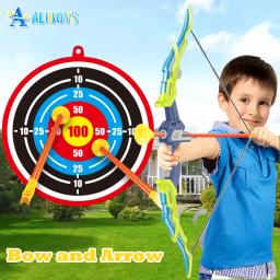 Arco e flecha light-up conjunto de tiro com arco ventosa alvo ao ar livre jogo esportivo arco luminoso seta brinquedo macio crianças menino presente - Image 1