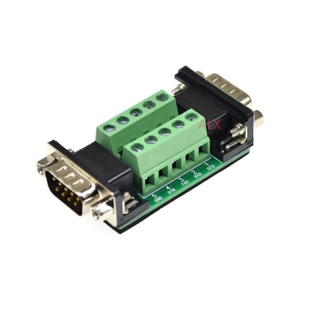 Conector Duplo DB9 9-Pin Macho e Fêmea para Porta Serial - Adaptador D-SUB com Conversor RS232 para RS485 para Bloco Terminal