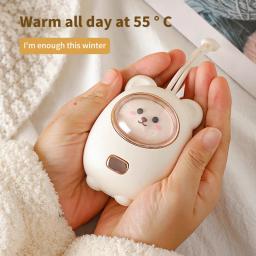 Aquecedor de mão recarregável com luz RGB, Mini urso pequeno, USB portátil, Almofada de aquecimento rápido, Cute Baby Warmer, Bateria 2400mAh - Image 3