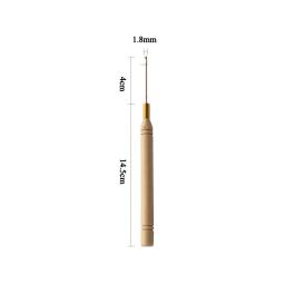 Agulha de gancho de crochê com cabo de madeira para ligação de micro anéis para extensões de cabelo, ferramentas para fazer perucas, trança de cabelo - Image 3