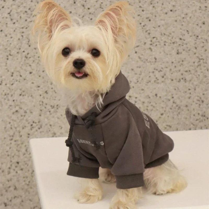 Hoodies forrado com lã, moletom de cachorro, suéter quente macio, roupas para cães pequenos, poodle maltês, designer, carta - Image 1