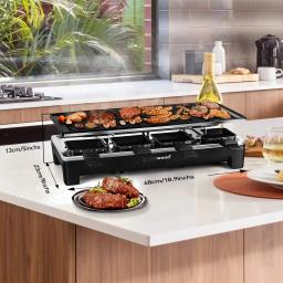 Grelha elétrica interna para mesa de raclette, grelha coreana para churrasco, removível 2 em 1, placa antiaderente, aquecimento rápido, 8 panelas de derretimento de queijo - Image 4