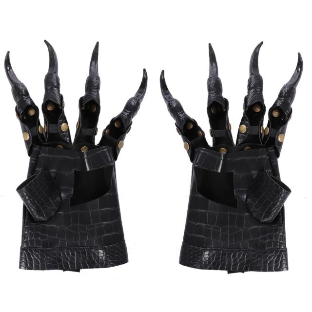 Luvas Realistas de Couro Dragon Claw com Garras Pontudas para Halloween e Cosplay, Acessórios Assustadores para Fantasias