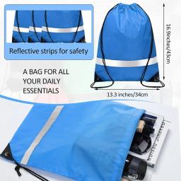 Mochila Reflexiva com Cordão, Esporte de Natação Ginásio Ao Ar Livre, Saco Portátil De Viagem, Bolso De Praia Impermeável Cinch, Homens e Mulheres, 43x34cm - Image 4