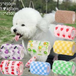 Bandagem elástica autoadesiva para animais de estimação bandagem não tecida capa protetora para cães ao ar livre retrátil bandagem esportiva autoaderente - Image 1
