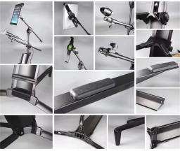 Suporte de teclado profissional com microfone para música, coluna de 2 camadas, liga de alumínio, GAZ-BS01 - Image 5