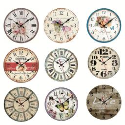 Relógio de parede vintage para decoração de sala, Pendurado Relógios redondos, Montagem na parede, Carft De Madeira - Image 6