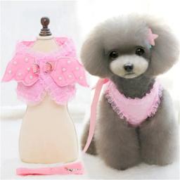 Guia para coleira de cachorro e gato, pequeno, pérola, fofo, asas de anjo, princesa, pet, cachorros, correias ajustáveis - Image 2