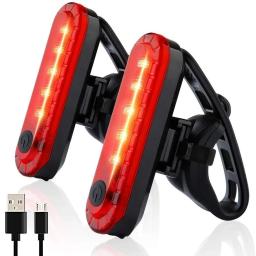 LED Bright Bike Taillight Set, Farol de segurança de ciclismo, Iluminação noturna, Luz dianteira e traseira de bicicleta, USB recarregável - Image 1