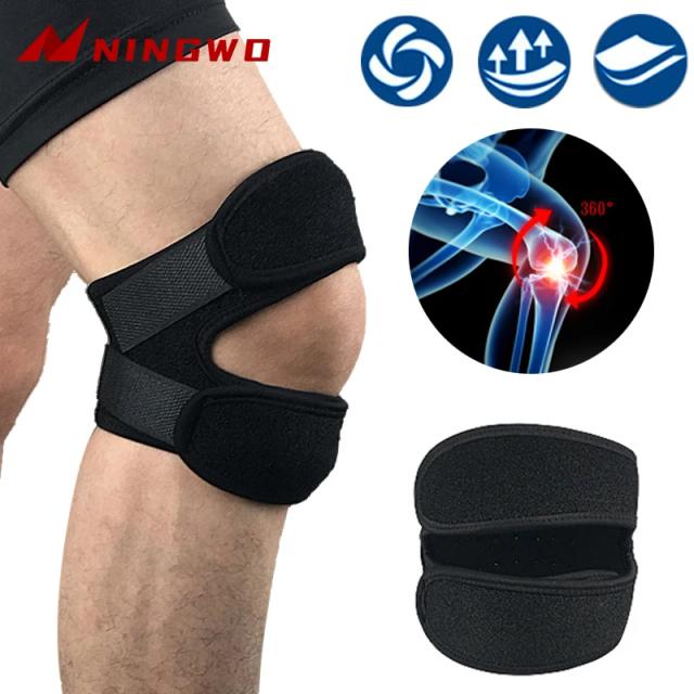 Protetor de Joelho Ajustável para Esportes - Ideal para Fitness ao Ar Livre, Ginásio, Caminhadas e Corridas com Correia Dupla