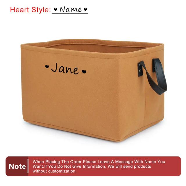 Cesta de Armazenamento Personalizada para Brinquedos de Pets com Etiqueta de Nome em Feltro para Gatos e Cachorros