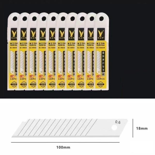 Lâmina de Faca Utilitária em Aço Inoxidável 100mm x 18mm - Pacote com 100 Peças para DIY, Escultura e Papelaria Escolar