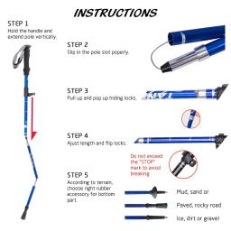 Bastões dobráveis com alça EVA, Bastões de caminhada, Trekking Poles, Acessórios para caminhadas, Alpenstock, 4 seções, 1pc - Image 5