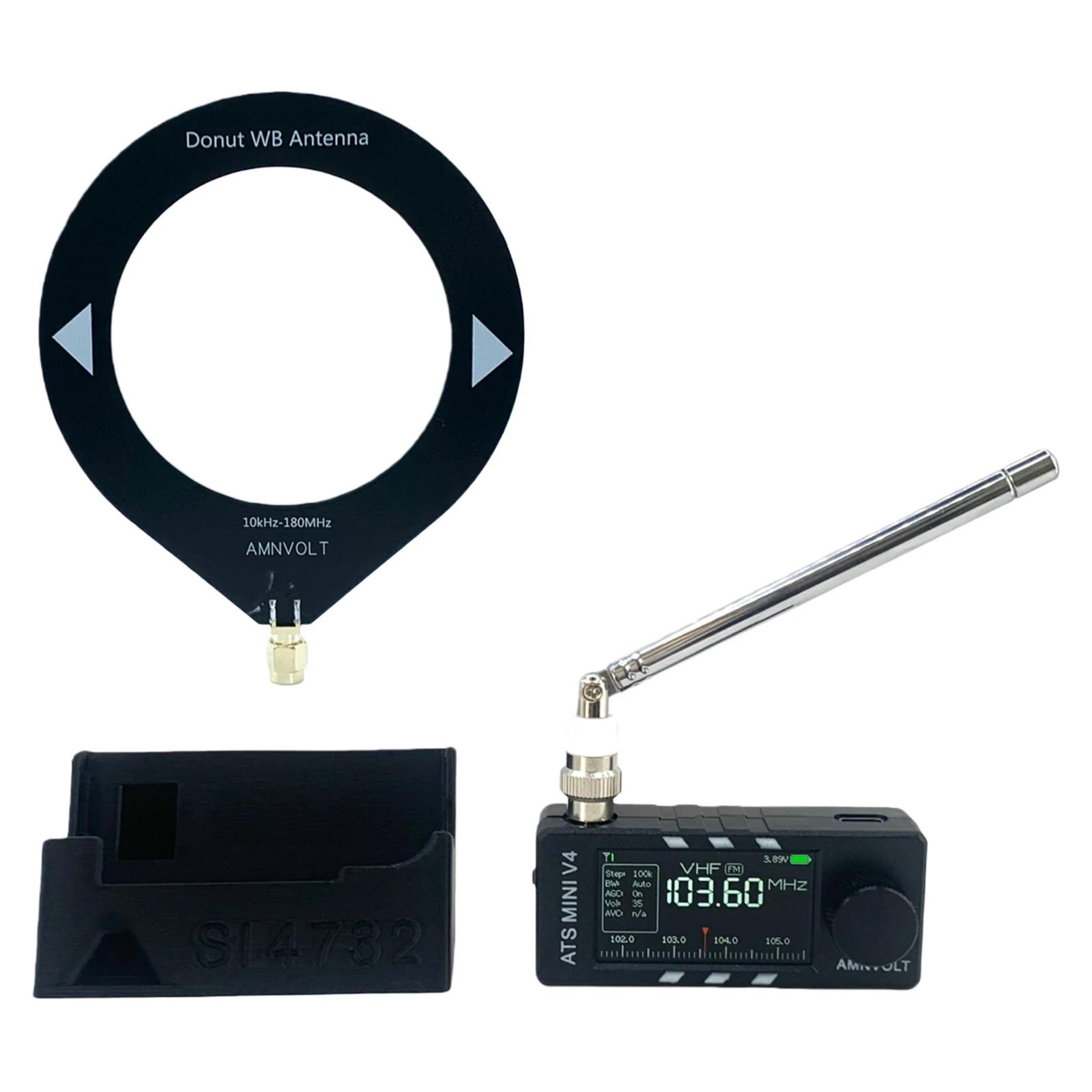 Rádio AMNVOLT V4 ATS MINI com Suporte e Amplificador de Fone de Ouvido Si4732 DSP, Tela IPS de 1.9 polegadas para Caminhadas, Trilhas e Acampamentos - Image 1