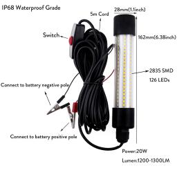 Luz subaquática impermeável LED, lâmpada submersível para barco de pesca noturna, iluminação exterior, alta potência, 20W, 30W, 50W, 12V, 24V - Image 3