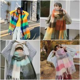 Lenço de malha xadrez para homens e mulheres, xale de caxemira, Lady Wrap, Tassel Scarves, Pashmina, grosso, quente, inverno, novo - Image 3