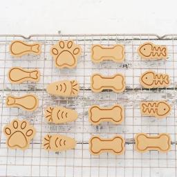 Molde plástico do biscoito do animal de estimação, desenhos animados, pata do gato, osso do cão, perna de galinha, petisco caseiro do cão do peixe pequeno, molde do cozimento DIY, PLA - Image 3