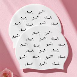 Silicone natação Cap para mulheres, impermeável, grande, elegante - Image 2