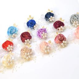 Artificial pérola rosa pulso flores, dama de honra pulseira, corsage, nupcial mão flores, festa de casamento, prom suprimentos, 1pc - Image 5