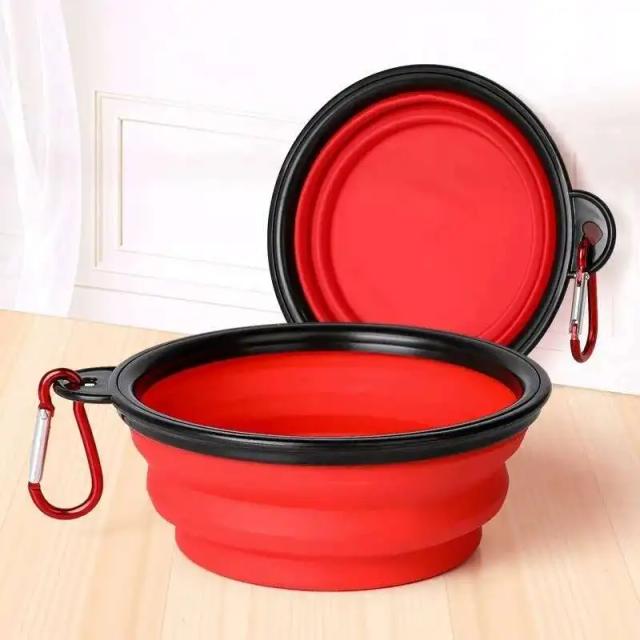 Tigela Dupla Portátil para Cães 2 em 1 - Silicone Dobrável para Viagem