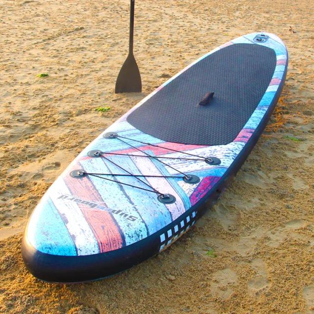 Kit de Prancha de Paddle Board Inflável de 10 Pés com Deck de Fibra de Vidro para Surf no Oceano