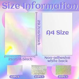Cardstock holográfico metálico para cartão fazendo Scrapbooking, A4 grosso, brilhante, fluorescente, 30 pcs - Image 6