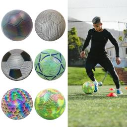 Bola De Futebol Luminosa Brilhante, Refletivo Padrão, Holográfico, Esportes, Entretenimento, Prática, Equipamento De Treinamento, Tamanho 5 - Image 1