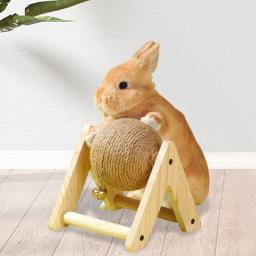 Bola de garra para pet, Brinquedo arranhão coelho, Sisal de madeira, Bola de arranhão interativa para gatinho, Pequenos animais - Image 4