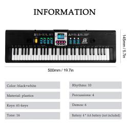 Teclado eletrônico multifuncional para crianças, 61 teclas, piano elétrico digital, instrumento iniciante - Image 6