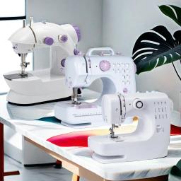 Máquina de costura portátil, 12 tipos de pontos embutidos, linha dupla, adequado para iniciantes para DIY, artesanal - Image 1