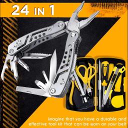 Alicata Multitool com Multi-ferramenta Profissional para Sobrevivência, Acampamento e Caça, Presentes para Homens, Pai, Banda Hus, 24-in-1 - Image 4
