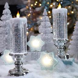 Christmas LED Candle Light, Artesanato Decorativo, Luzes Noturnas, Swirling Glitter, Colorido, Fantasia, Cristal, Festa de Natal, Casa - Image 1