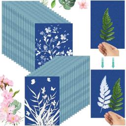 Silhueta Pintura Natureza Papel Impresso, Kid Craft Classe, DIY Arte Artesanato, Sun Papel Imprimir, Desenho Fácil, Cianotipo, 80 Pcs, 24 Pcs - Image 1