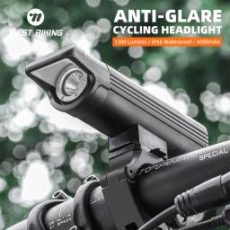 West biking luz de bicicleta tipo-c recarregável led luzes de ciclismo lâmpada frontal farol alumínio ultraleve lanterna luz da bicicleta - Image 1