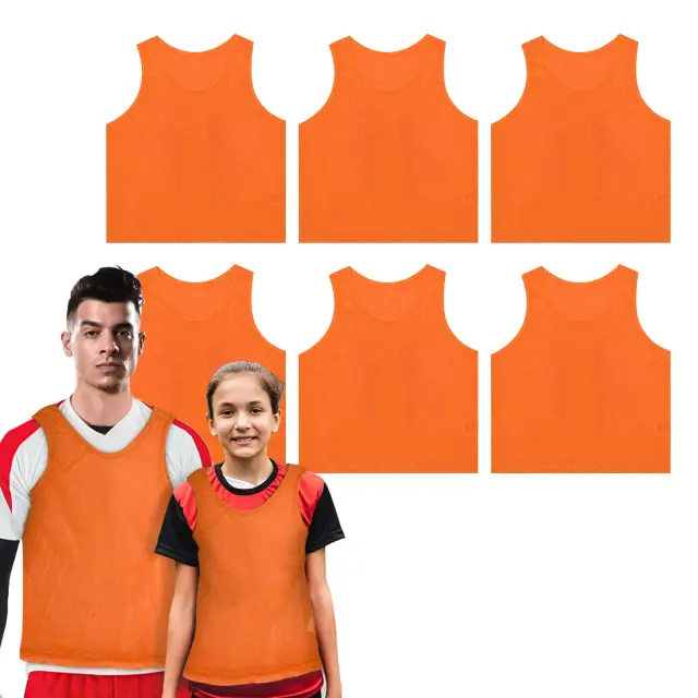 Coletes Práticos para Treinamento em Esportes - Pack de 6 Jerseys de Nylon para Futebol e Basquete, Adulto e Criança