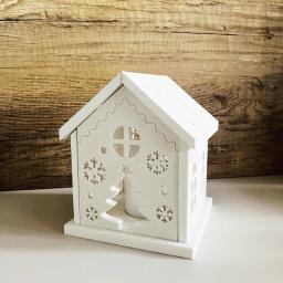 Floco de neve casa vela suporte de copo moldes de concreto árvore de natal artesanato arte gesso molde de gesso oco para fora estrelas casa fazendo molde - Image 1
