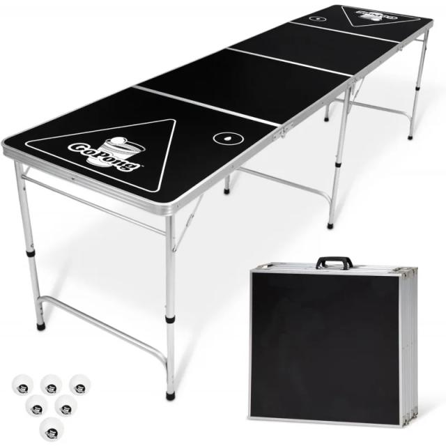 Mesas de Beer Pong Portáteis para Bagageira com Tinta Apagável, Bandeira Preta de Futebol Americano, 8 Pés