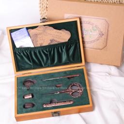 Kits De Costura De Madeira Vintage Estilo Europeu Conjunto de Tesouras De Bordados Antigos Ferramentas De Costura Retro, Suprimentos De Artesanato DIY - Image 6