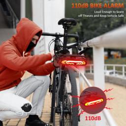 Anchtek-Alarme de bicicleta sem fio com turn signal, Carregamento USB, Lâmpada traseira do freio de bicicleta com suporte de montagem, IP65 impermeável - Image 3