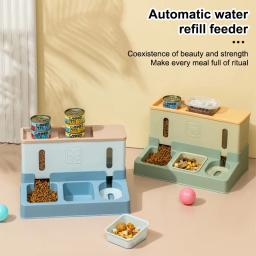Alimentador de animais de estimação automático para gato e cachorro, tigela de alimentação 3-em 1, tigela dupla de água potável, suporte levantado, tigelas para animais de estimação - Image 1