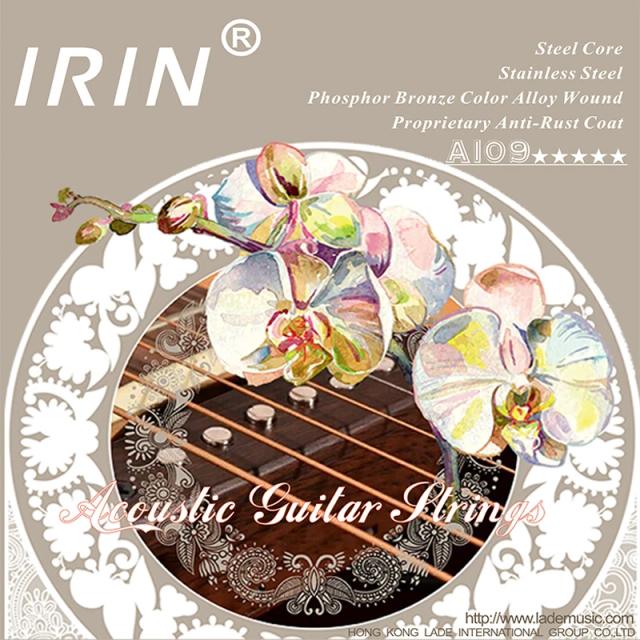 Cordas de Guitarra Acústica IRIN em Aço Inoxidável com Ligação de Cobre - Conjunto com 6 Peças, Acessórios Populares para Músicos