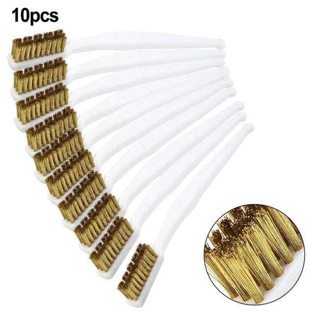 Kit de 10 Escovas de Fio de Bronze para Remoção de Ferrugem e Limpeza Industrial de Metais