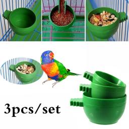3 pçs/set mini pássaro papagaio comida tigela de água alimentador plástico pombos aves gaiola areia copo alimentador pássaro ao ar livre - Image 2