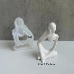 Molde De Silicone Para Ornamentos De Gesso Humano Artístico Corpo Humano Pensando e Pensando Resina Soltando O Molde Aromaterapia Fazendo o molde - Image 4