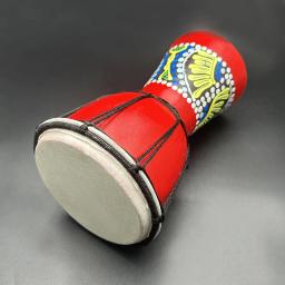 Tambor Africano Percussão Mão Tambor, Jambe De Madeira, Baterista Duplo Com Padrão, 4 em, para Venda - Image 4