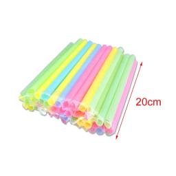 100pcs Grandes canudos Cores Misturadas Para Pérola Bolha Leite 20cm x 1cm Bar Acessórios Chá Smoothie Party Plastic - Image 3